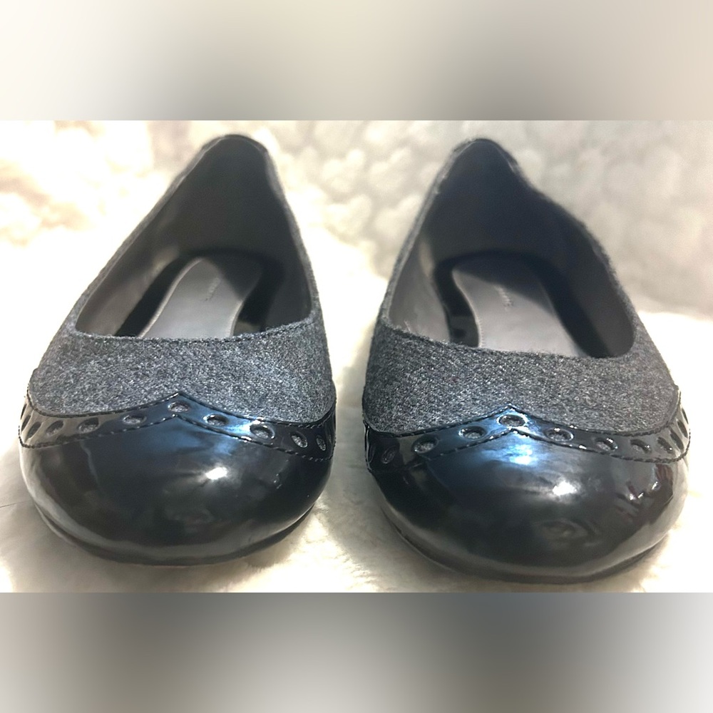Liz Claiborne Bianca gray tweed Black slip on ballet Flats women’s size 8.5 M - Picture 5 of 11